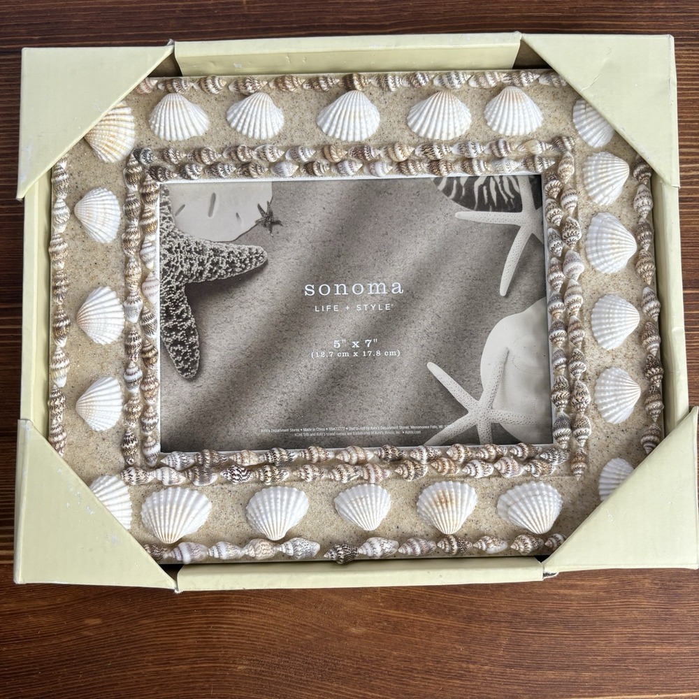 Sonoma Seashell Picture Frame 5x7 Beach Coastal Decor Shell And Sand Frame New